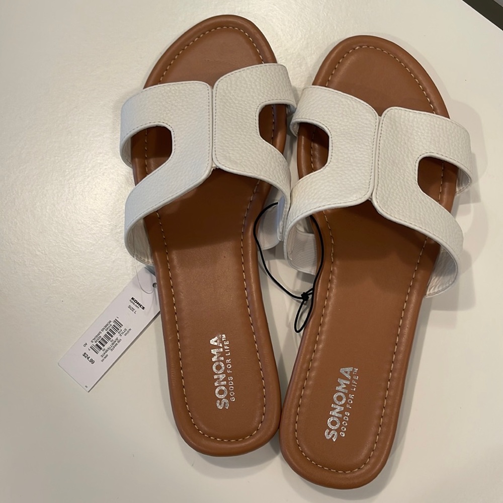 NWT Sonoma sandals with white straps size large